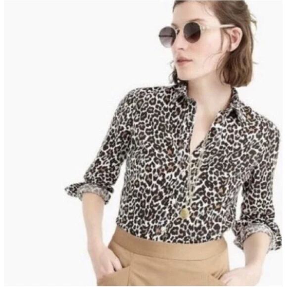J. Crew Slim Perfect Leopard Print Button Down Shirt  H7931 // 4 - Picture 1 of 11